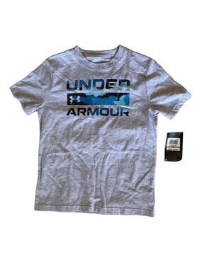 Under Armour Youth Small Graphic T-Shirt | Gray Teal Black Athletic Tee